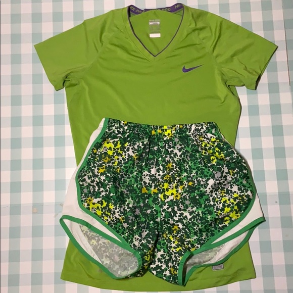 Nike Tops - Nike Shirt SIZE S Green Nike Shorts SIZE XS